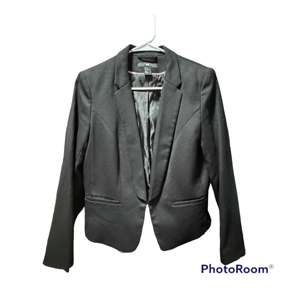 WOMEN'S H&M BLACK LONG SLEEVE COLLAR LINED BLAZER